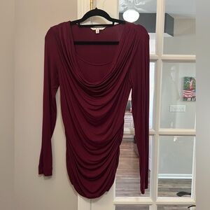CAbi burgundy drape long sleeved top size small EUC